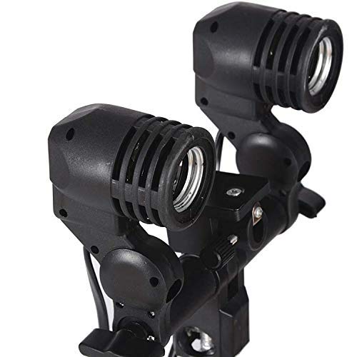 Hiffin® Photography Photo Light Lamp Bulb Holder E27 Socket Bracket Studio EU Plug (E27 Double LAMP Holder)