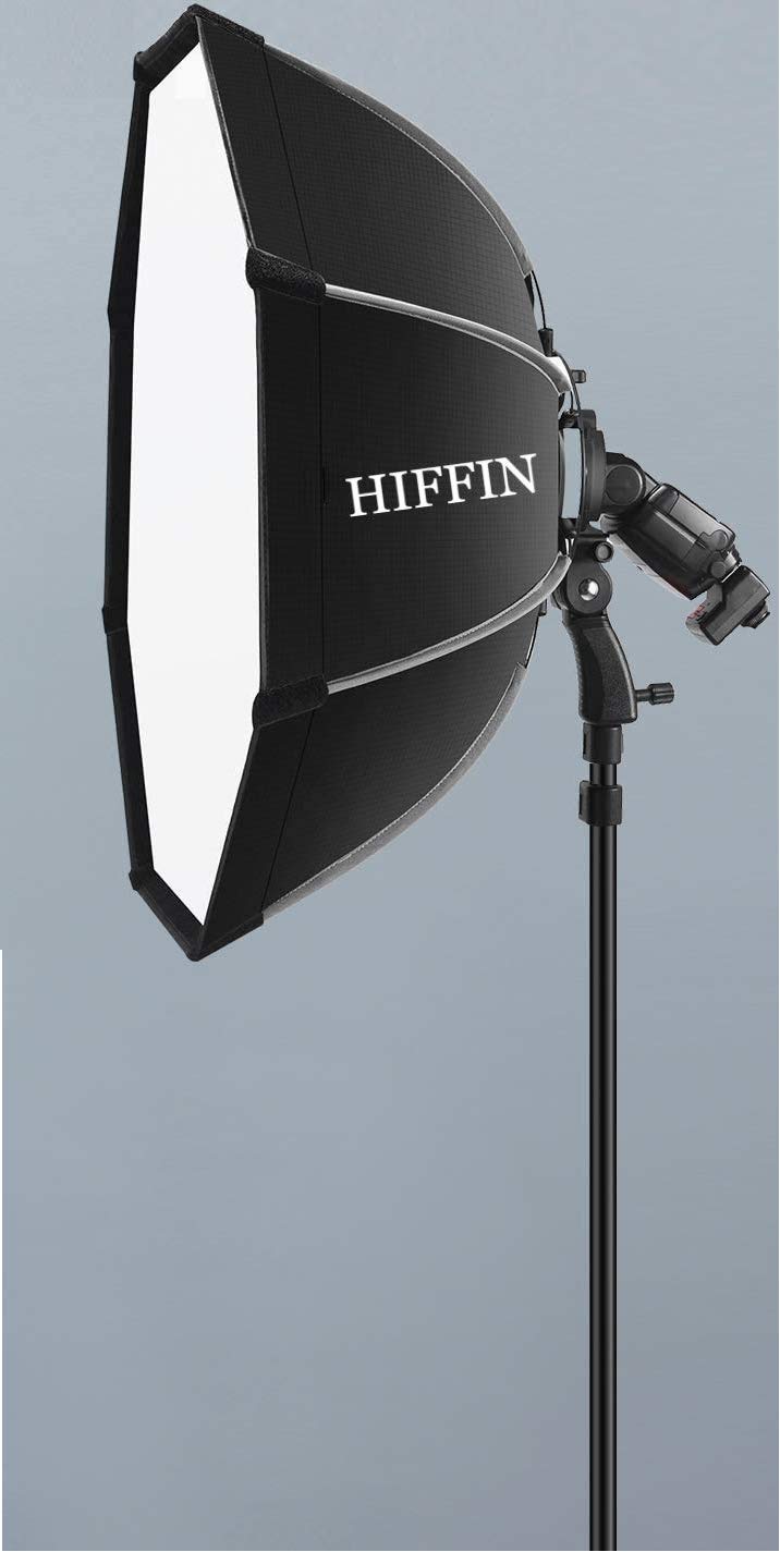 HIFFIN® 65cm Flash Speedlite Softbox Portable Outdoor Octagon Umbrella Softbox with 9 fit Light Stand for ptoto Studio