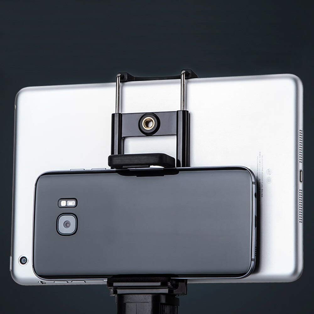 HIFFIN® 2in1 Tripod Mount Phone Tablet Holder Clip for iPhone iPad tab Clamp Clip Stand 2 in 1 Mobile Tab Clip Universal 1/4" 2 in 1 Phone and Tablet Holder