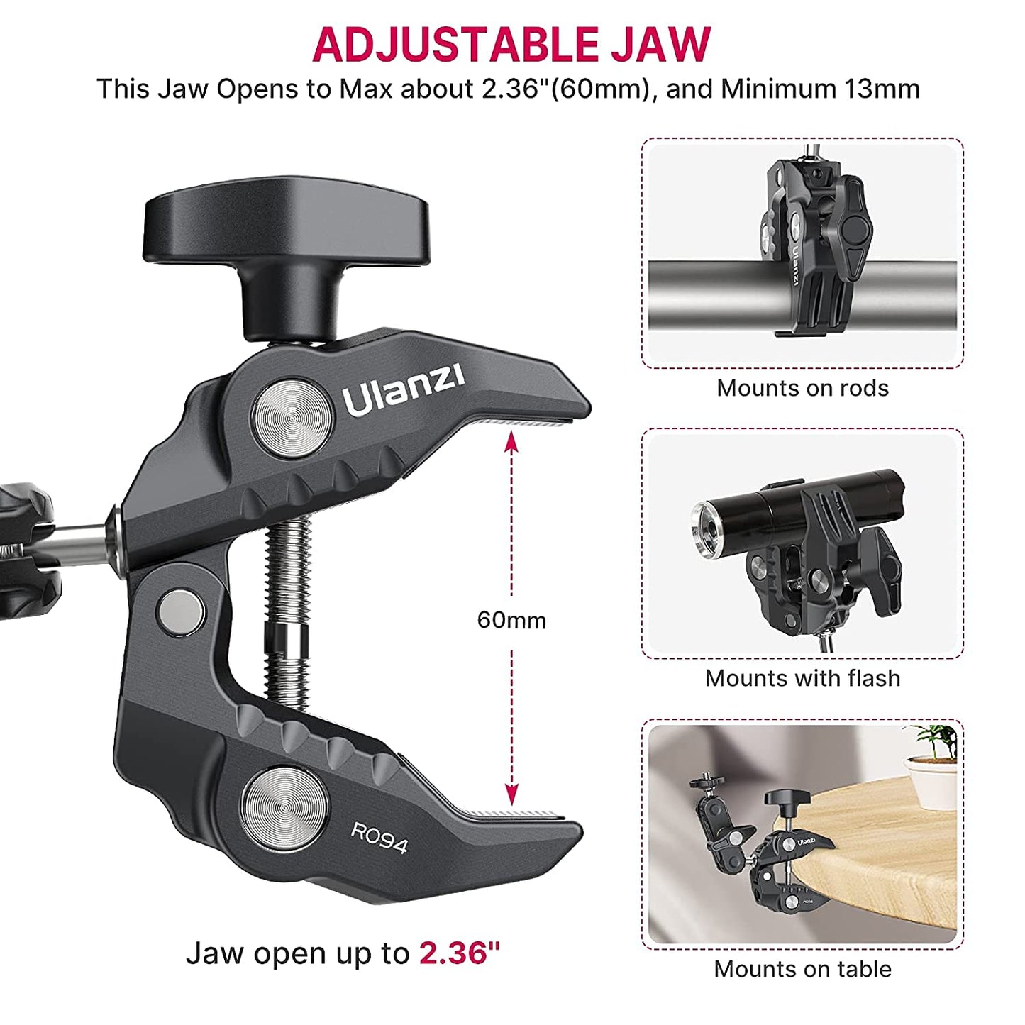 R094 Smart Super Clamp, Multi-Functional Camera & Mobile Clamp