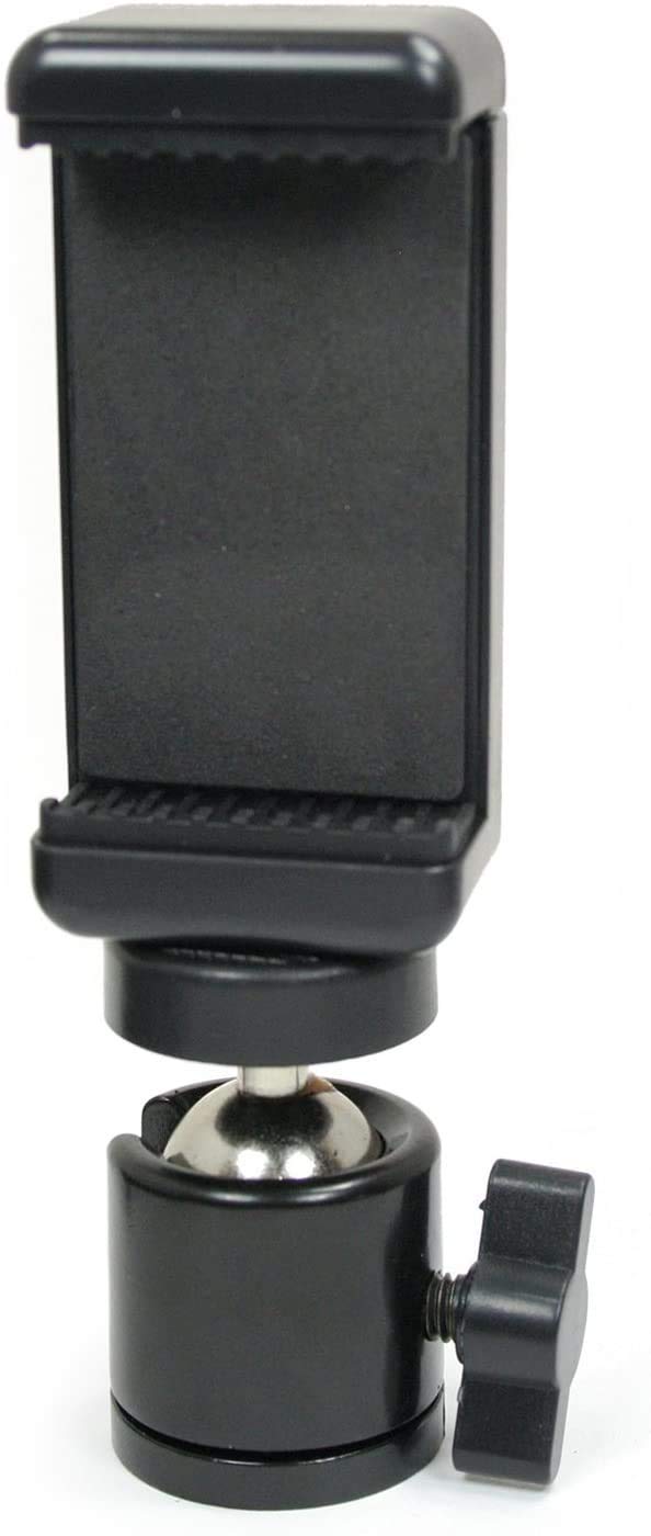 HIFFIN® Locking Ball Head with Phone Holder and Hot Shoe Adapter Set for use with DLSR or Tripod. Easily Attach Phone Mount w/Ball Head, or Other 1/4"-20 Parts. (Ball Head Phone Set)
