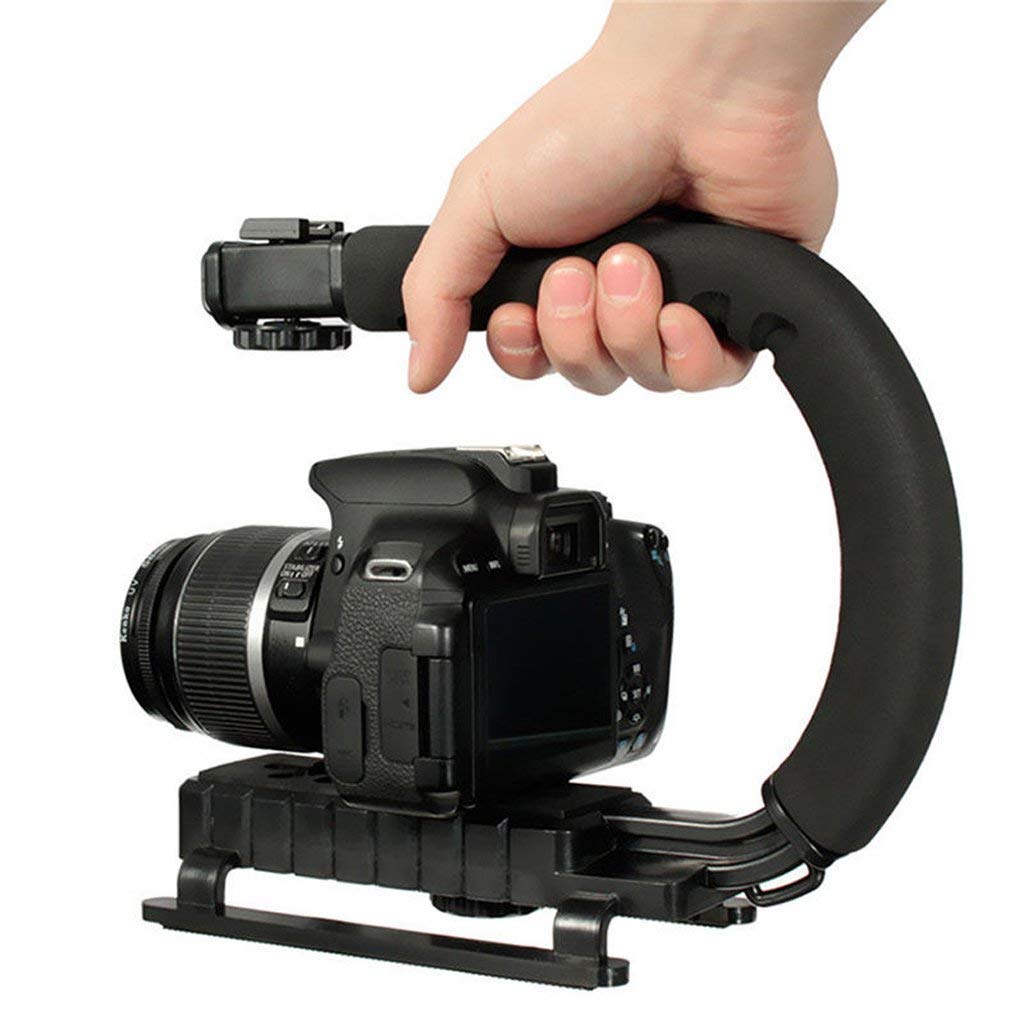 HIFFIN® Universal Stabilizer C-Shape Bracket Video Handheld Grip for DSLR DV Camera (Black)