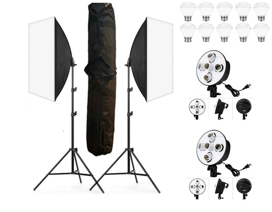 HIFFIN® PRO HD 5 Soft Led Video Light Softbox Kit | 2 Point Lighting | Stand | for YouTube Shooting,Videography, Product Photography, Continuous Studio Lights, Key Fill and Back Light