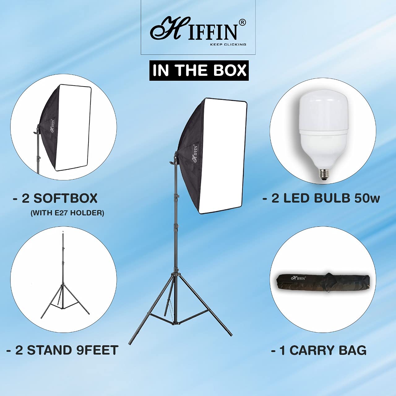 HIFFIN® SL50 W Professional Soft Led Photo & Video Light Softbox Lighting Kit for YouTube Videos Shooting, Studio Videography, Portrait Shooting, Product Photography, Studio Lights for Photography Mark 2