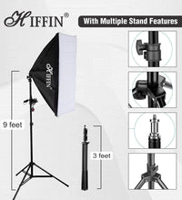 HIFFIN® Photography Lighting Kit Background Support System with 3 Color Backdrop, 2 Umbrella, 3 Softbox, Continuous Lighting Backdrop Kit for Photo...