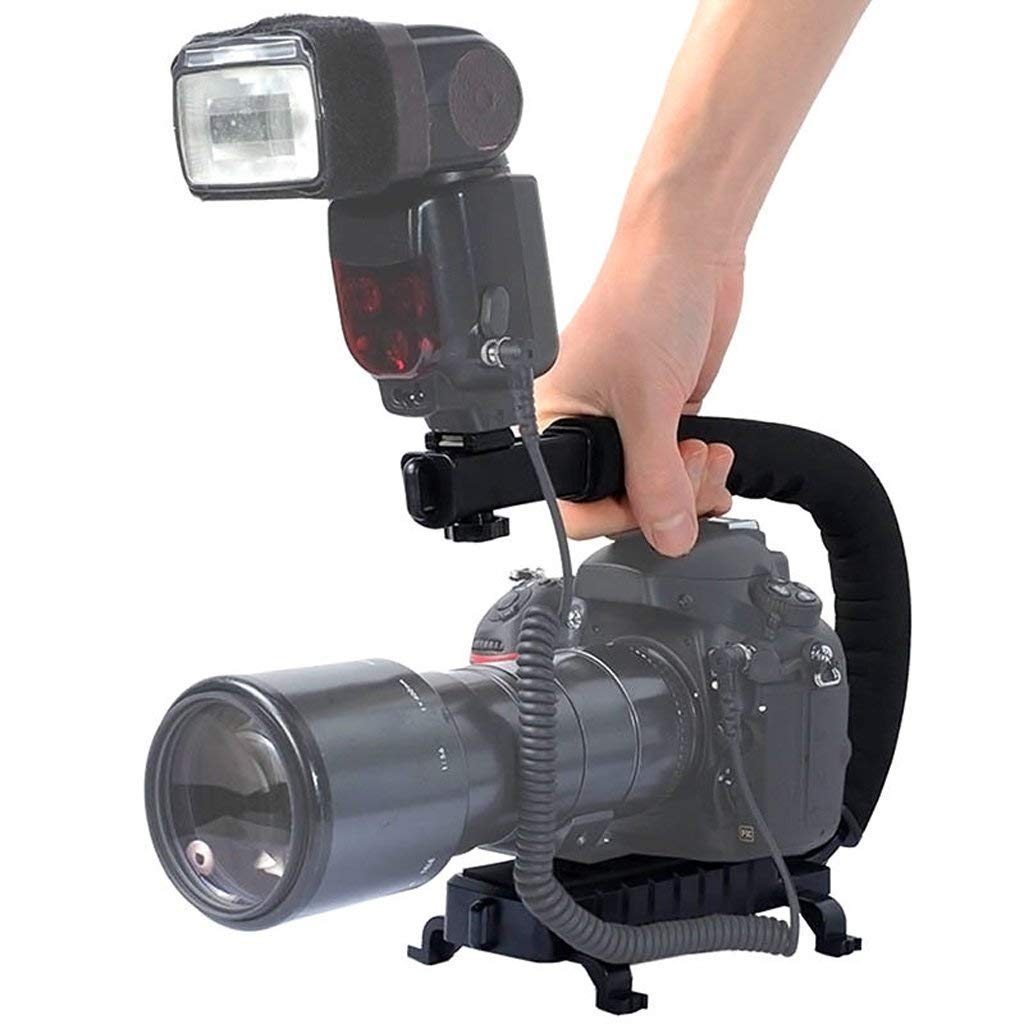 HIFFIN® Universal Stabilizer C-Shape Bracket Video Handheld Grip for DSLR DV Camera (Black)