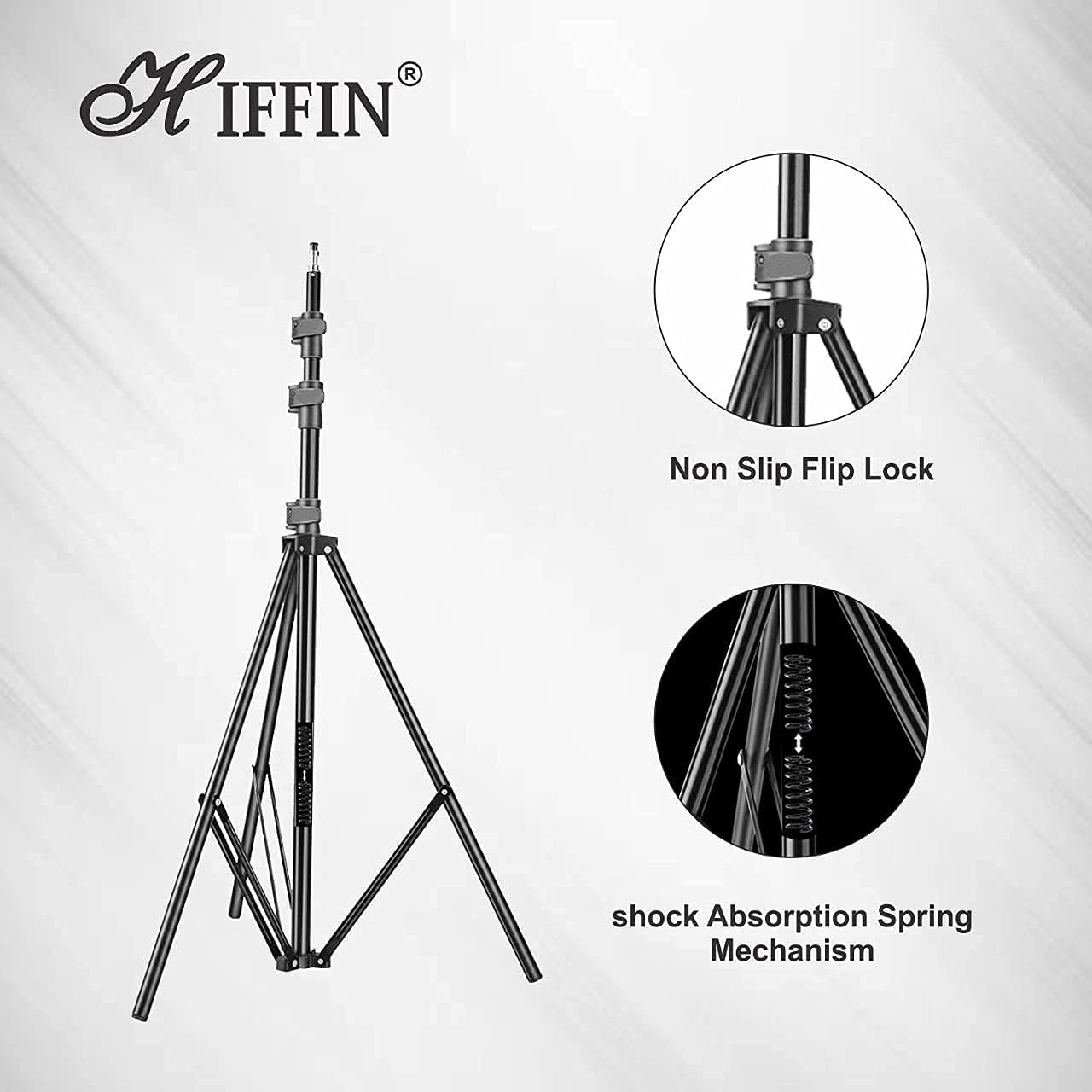 HIFFIN® Extra-Heavy-Duty 7 feet Light Stand - Portable & Foldable Stands for Ring Light, Flash, Reflector, Diffuser, Professional Photo & Video Studio Shooting