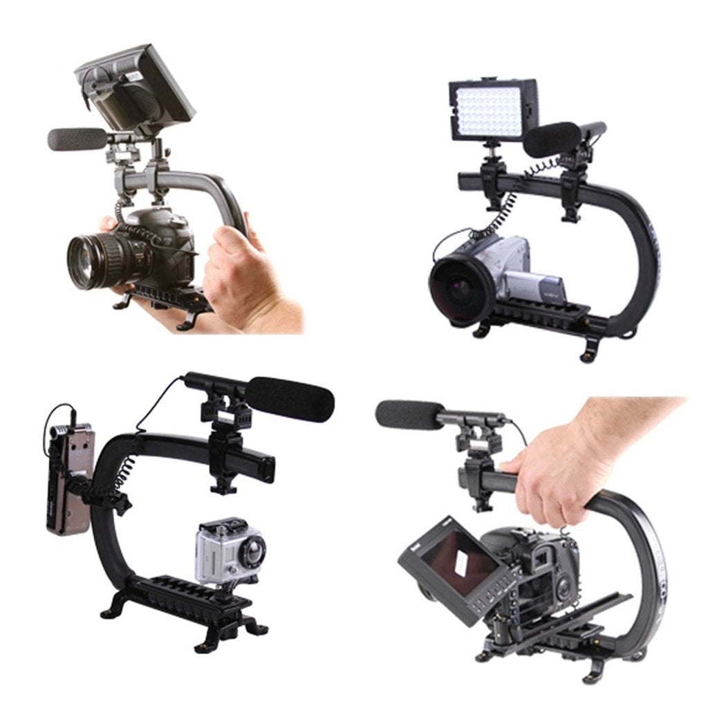 HIFFIN® Universal Stabilizer C-Shape Bracket Video Handheld Grip for DSLR DV Camera (Black)