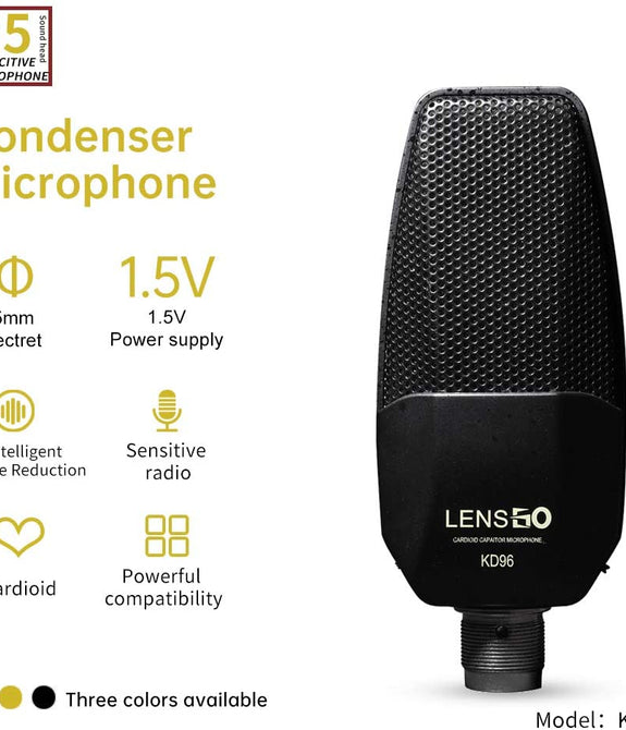 LENSGO KD96 Professional Electret Cardioid Studio Condenser Mic with XLR to 3.5mm Cable for Used for Recording Studio Recording and Live Broadcasting, Games (Black)