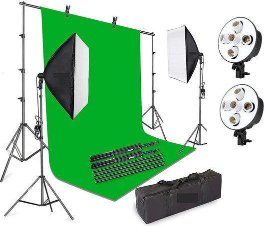 HIFFIN® 5 PRO Quadlux Mark II Soft Led Still & 8.5 x 10 ft Background Support System Kit Video Light Softbox with AC Power, YouTube Shooting,...