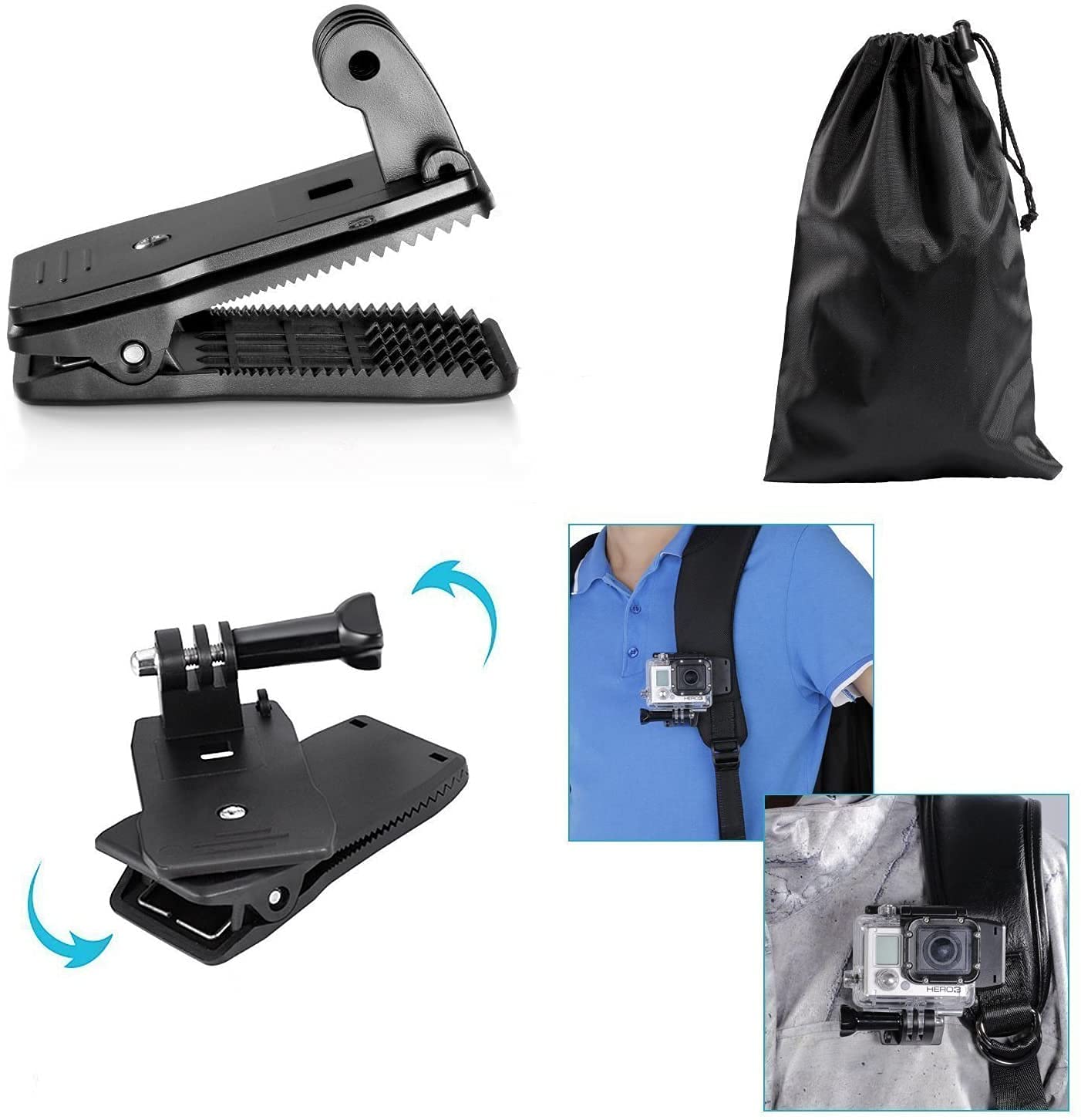 HIFFIN® 15 in 1 Go pro Accessories Kit for Hero 9 8 7 6 5 4 3+, Os mo Action,SJ CAM SJ 4000 SJ 5000, Y i & Other Action Cameras (15 Items)