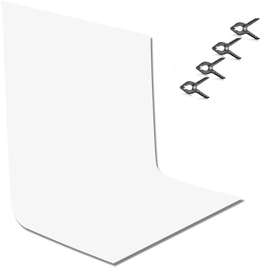 HIFFIN® 8 x 12 FT White LEKERA Backdrop Photo Light Studio Photography Background with 4pcs Backdrop Support Spring Clamp 4.3"/11cm.