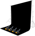HIFFIN® 8 x 12 FT Black LEKERA Backdrop Photo Light Studio Photography Background with 4pcs Backdrop Support Spring Clamp 4.3"/11cm.