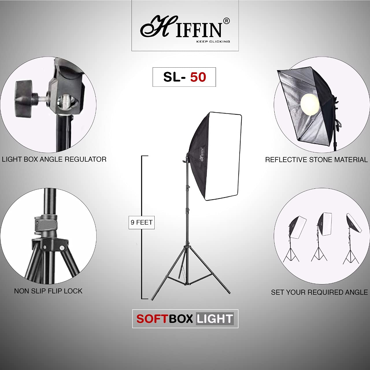 HIFFIN® SL50 W Professional Soft Led Photo & Video Light Softbox Lighting Kit for YouTube Videos Shooting, Studio Videography, Portrait Shooting, Product Photography, Studio Lights for Photography Mark 2