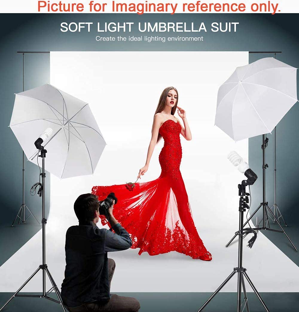HIFFIN® E27 Studio Single Holder KIT Umbrella White + Studio Light Stand 9 FT+ Umbrella and Bulb Holder KIT Mark IV (4 Single Holder,4 Light Stand 9FT,4 Umbrella, 1 Bag for Kit) (WOB)