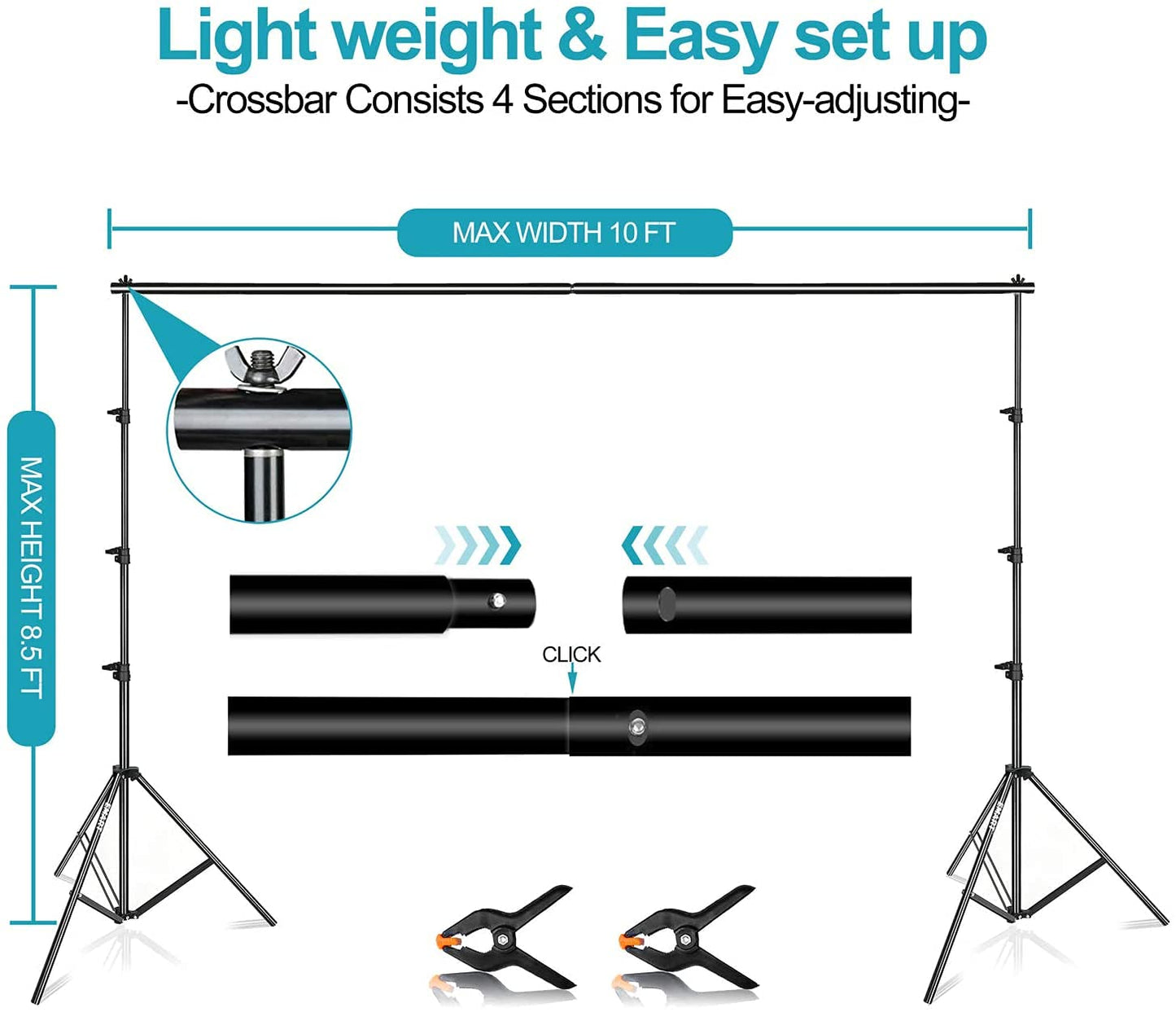 HIFFIN® PRO Quadlux Mark II Soft Led Still & 8.5 x 10 ft Background Support System Kit Video Light Softbox with AC Power, YouTube Shooting,...