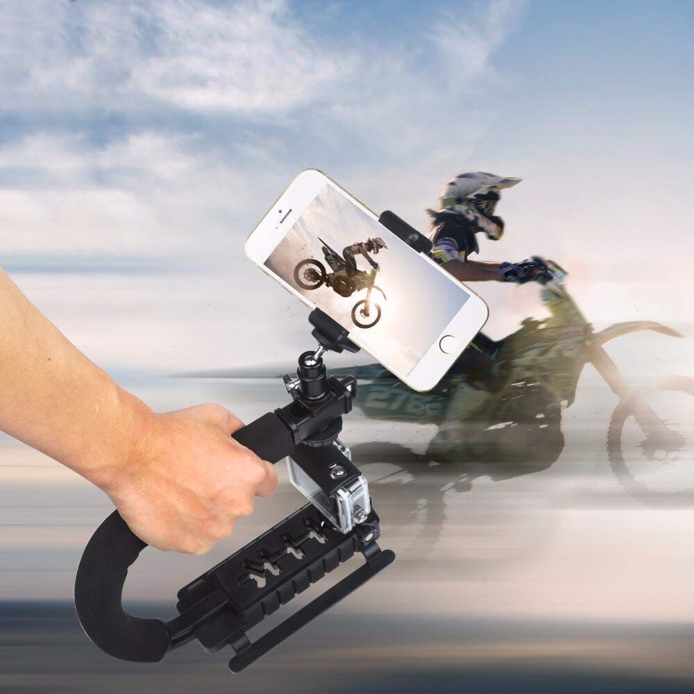 HIFFIN® Universal Stabilizer C-Shape Bracket Video Handheld Grip for DSLR DV Camera (Black)