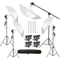 HIFFIN® E27 4 Point Studio Holder Kit Umbrella White + Studio Light Stand 9 FT Bulb Holder KIT Mark IIII | 4 Triple Holder | 4 Light Stand 9ft | 4 Umbrella | 12 x 20 W LED Bulb | 1 Boom | 1 Bag