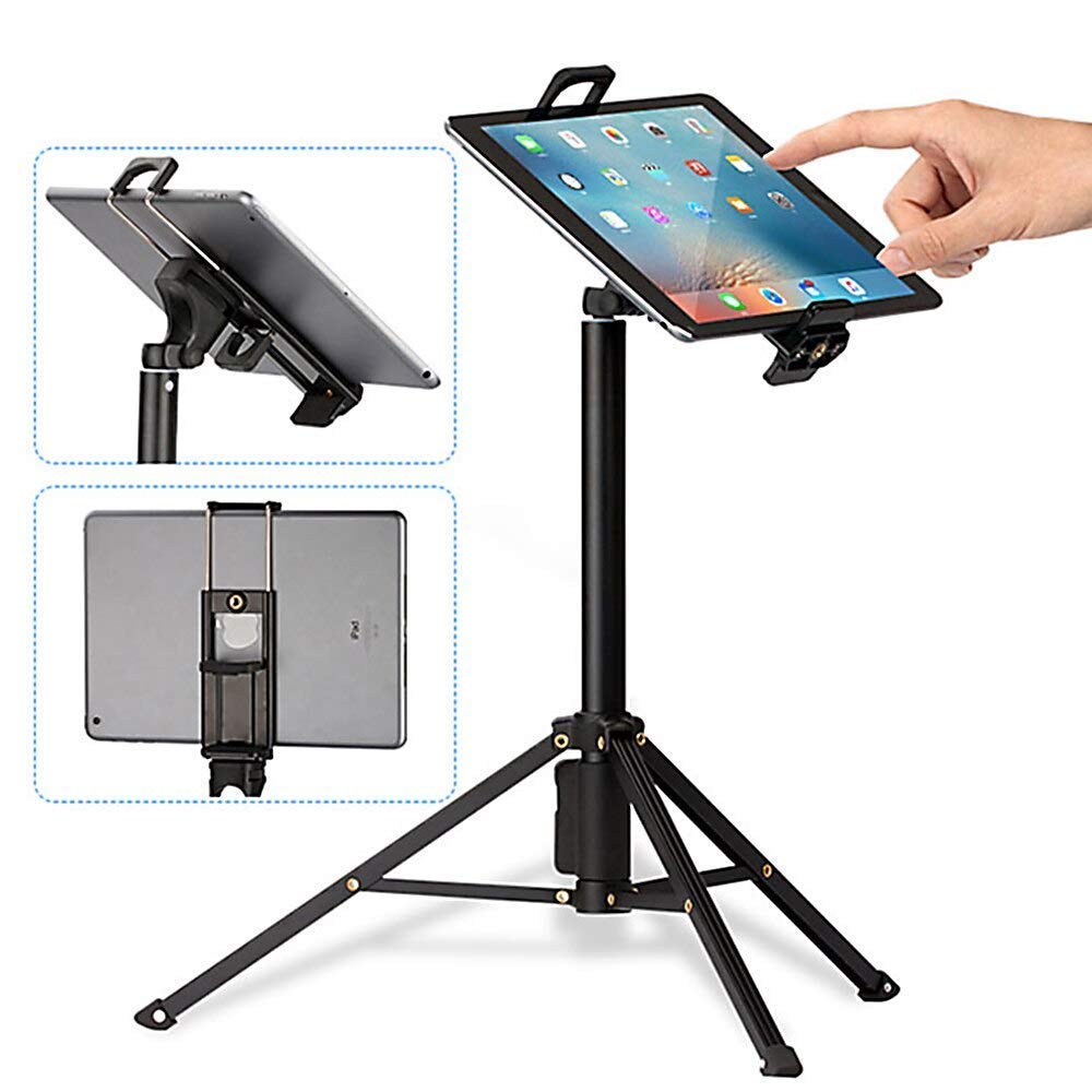 HIFFIN® 2in1 Tripod Mount Phone Tablet Holder Clip for iPhone iPad tab Clamp Clip Stand 2 in 1 Mobile Tab Clip Universal 1/4" 2 in 1 Phone and Tablet Holder