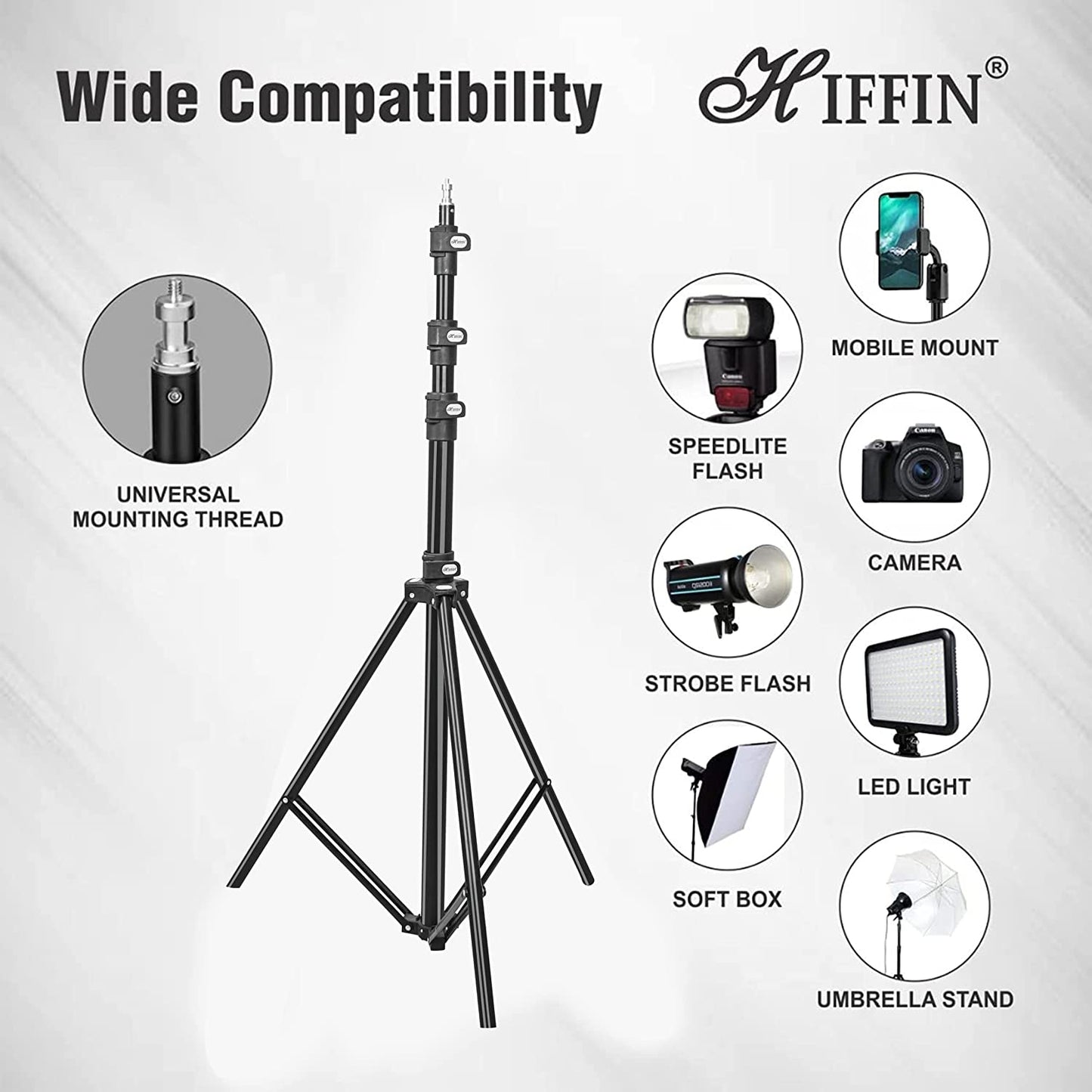 HIFFIN® Combo Portable Background Backdrop Support Stand Kit 14ft Tall Adjustable Photo Backdrop Stand (Light Stand, HF 14FT Light Stand 2 Pcs)