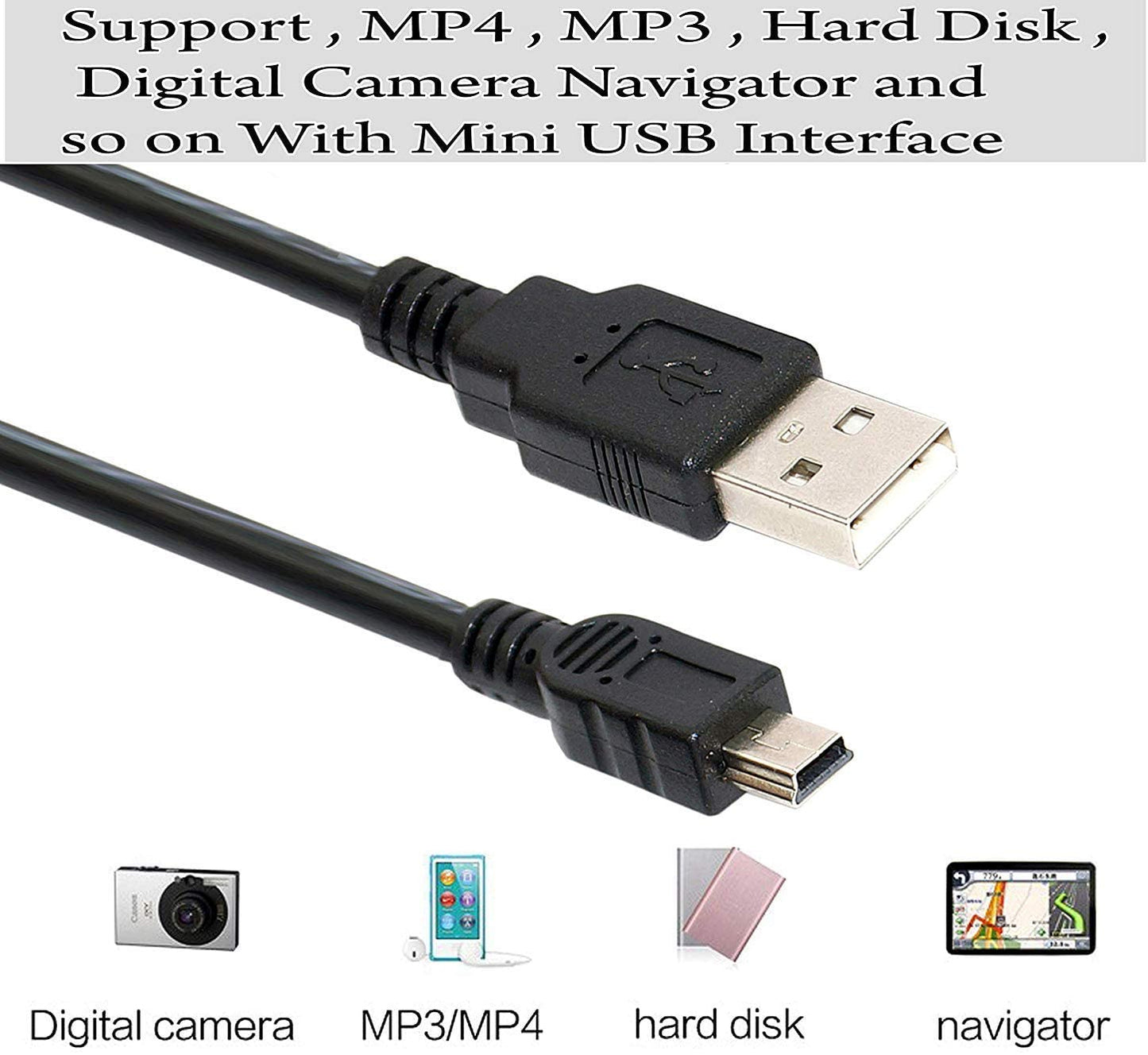 Hiffin Sony USB 2.0 A to Mini 5 pin B Cable for External HDDS/Camera/Card Readers (150cm - 1.5M) for Sony