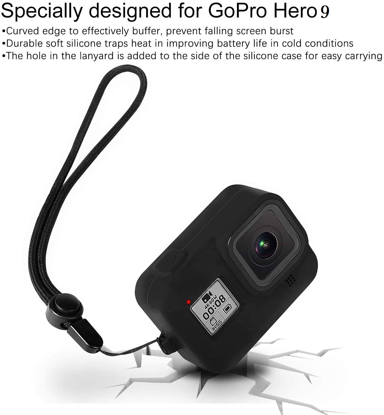 HIFFIN® Accessories Kit for Go Pro Hero 9 Black with Protective Housing + Ultra Clear Tempered Glass Screen Protector + Lens Protector + HD Front...