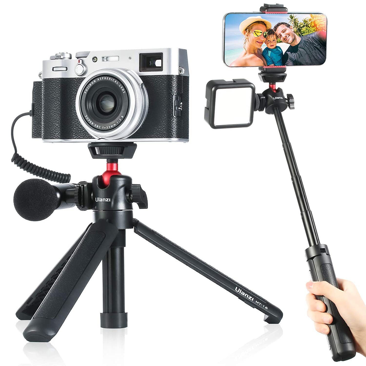 Ulanzi MT-16 Tripod: Mini Tabletop Selfie Stick with Cold Shoe
