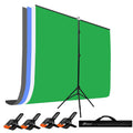 HIFFIN® Gray|White|Green|Blue Screen Backdrop 6x10 ft with Stand -6x9FT Photography Backdrop with 1PC 6.5FT T-Shape Backdrop Stands, 4PCs Spring Clamps, 1PCs Carry Bag