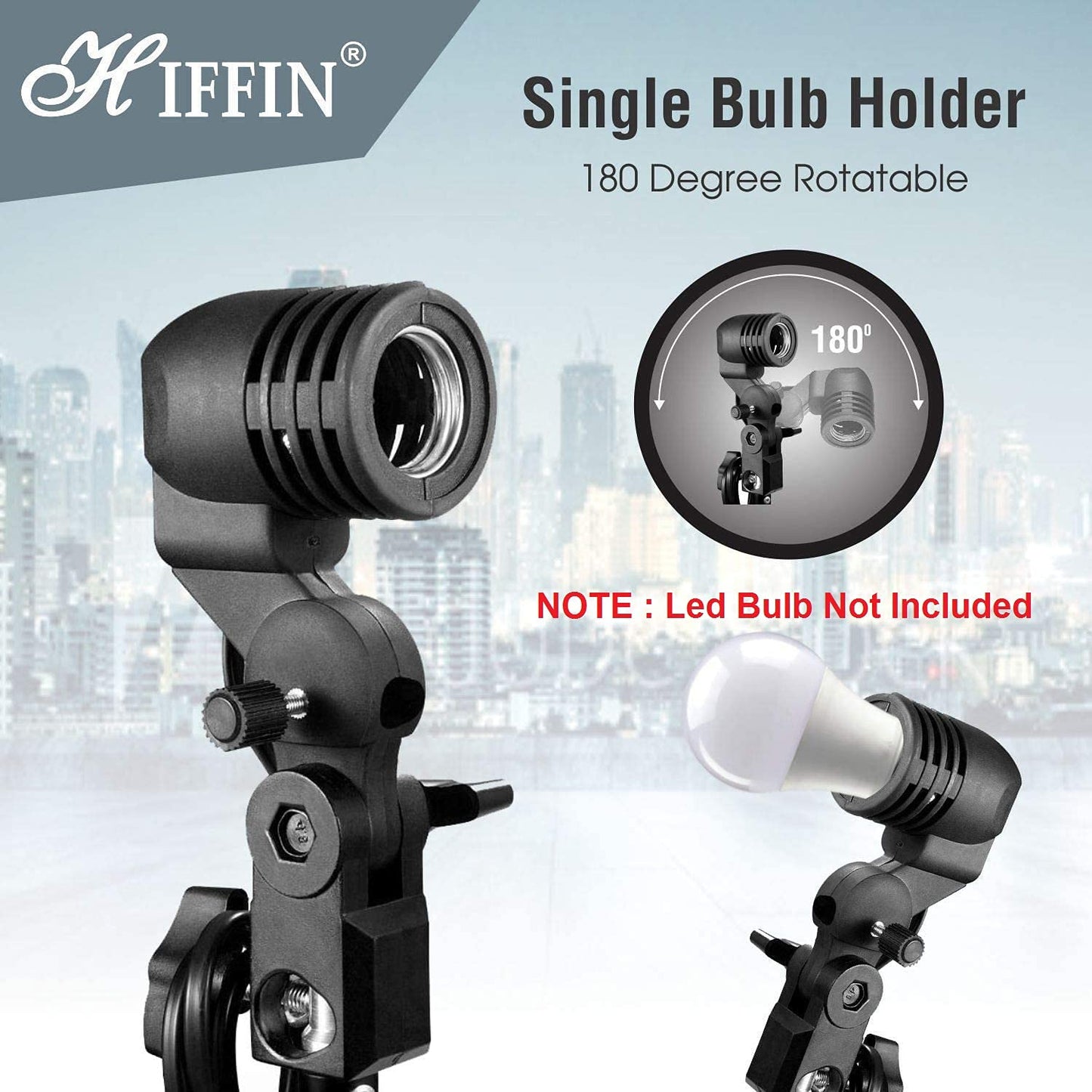 HIFFIN® E27 Studio Single Holder KIT Umbrella White + Studio Light Stand 9 FT+ Umbrella and Bulb Holder KIT Mark IV (4 Single Holder,4 Light Stand 9FT,4 Umbrella, 1 Bag for Kit) (WOB)