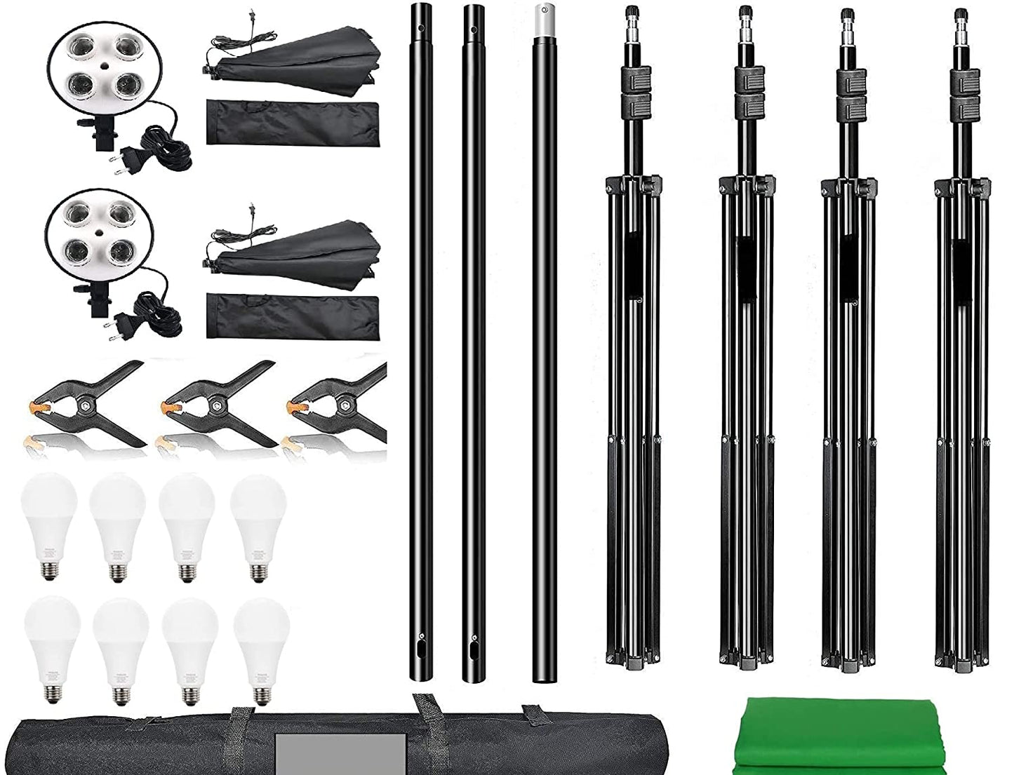 HIFFIN® PRO Quadlux Mark II Soft Led Still & 8.5 x 10 ft Background Support System Kit Video Light Softbox with AC Power, YouTube Shooting,...