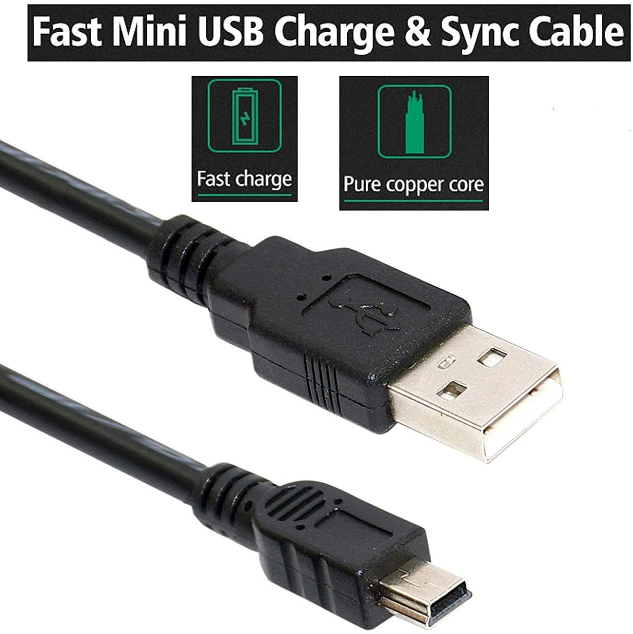 Hiffin Sony USB 2.0 A to Mini 5 pin B Cable for External HDDS/Camera/Card Readers (150cm - 1.5M) for Sony