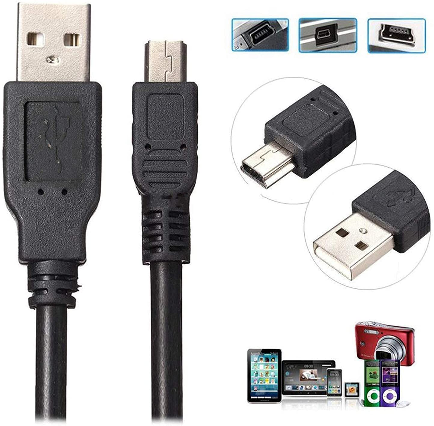 Hiffin Sony USB 2.0 A to Mini 5 pin B Cable for External HDDS/Camera/Card Readers (150cm - 1.5M) for Sony