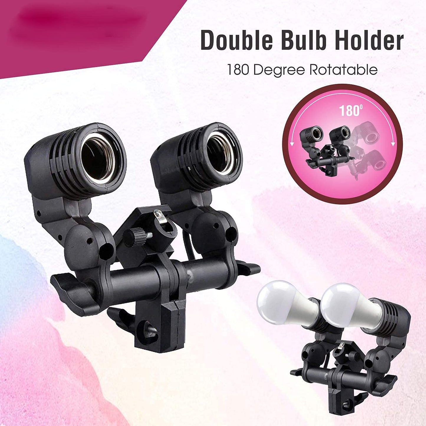 Hiffin® Photography Photo Light Lamp Bulb Holder E27 Socket Bracket Studio EU Plug (E27 Double LAMP Holder)