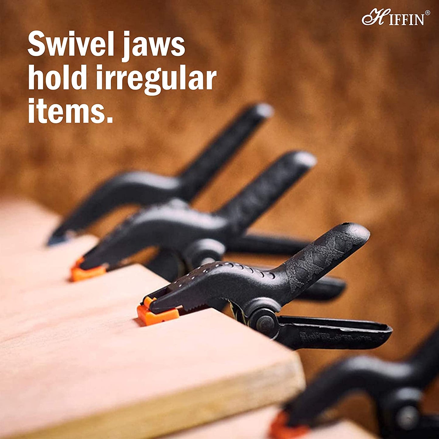 HIFFIN® 12 PCS Photography Backdrop Support Spring Clamp 4.3"/11cm for Background Muslin, Canvas, Paper, Chromakey Screen, Heavy Duty Clip, Photo Studio, Backdrops Backgrounds Woodworking