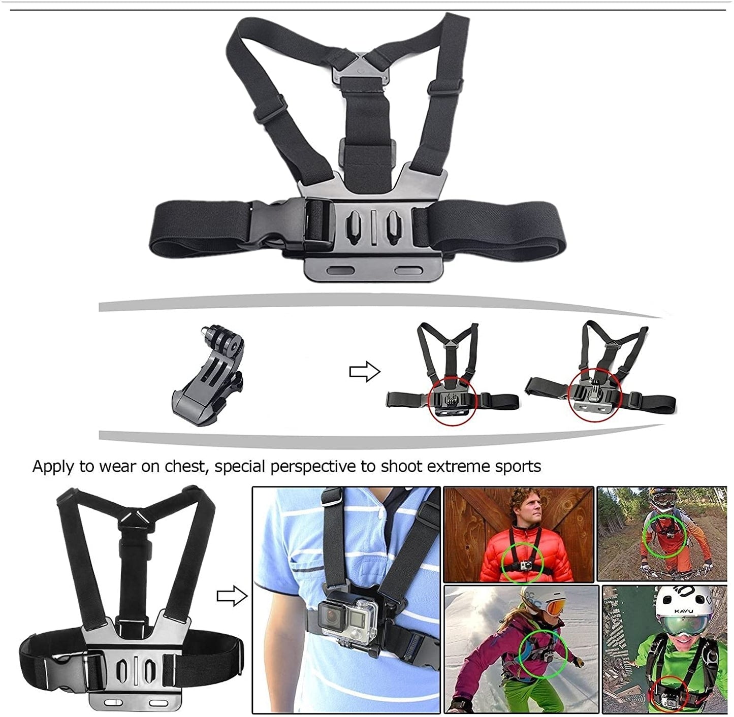 HIFFIN® 15 in 1 Go pro Accessories Kit for Hero 9 8 7 6 5 4 3+, Os mo Action,SJ CAM SJ 4000 SJ 5000, Y i & Other Action Cameras (15 Items)