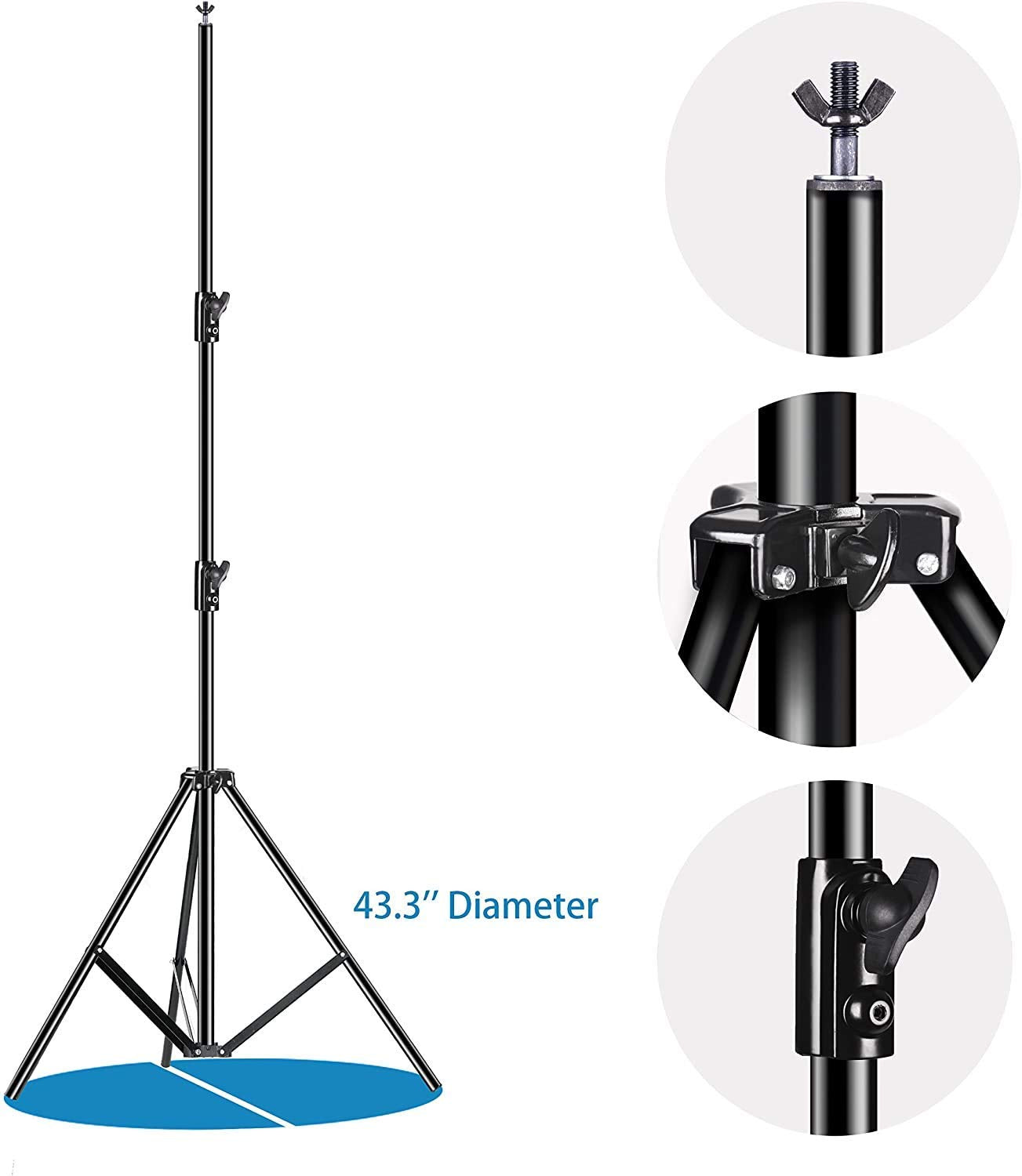 HIFFIN® Triple Crossbar 10 ft Wide 8.5 ft Height Backdrop Stand, Photo Video Studio Heavy Duty Adjustable Photography Muslin Background Support System Kit - 3 in 1 Multi Backdrop Stand