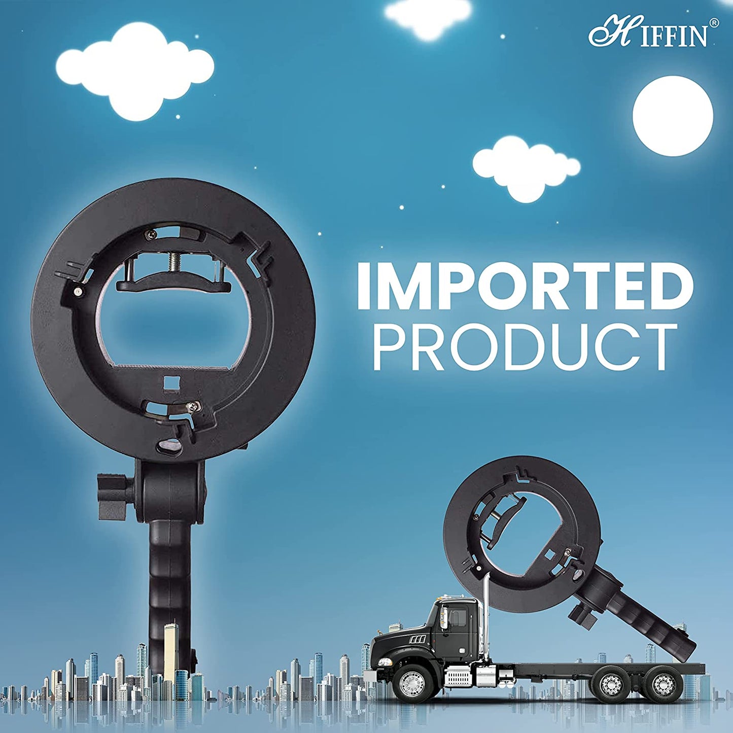 HIFFIN® S-Type Bracket Holder with Bowens Mount Kit with 9ft Light Stand Mark III for Speedlite Flash Snoot Softbox Beauty Dish Reflector Umbrella 9ft Light Stand| Umbrella |Carry Bag