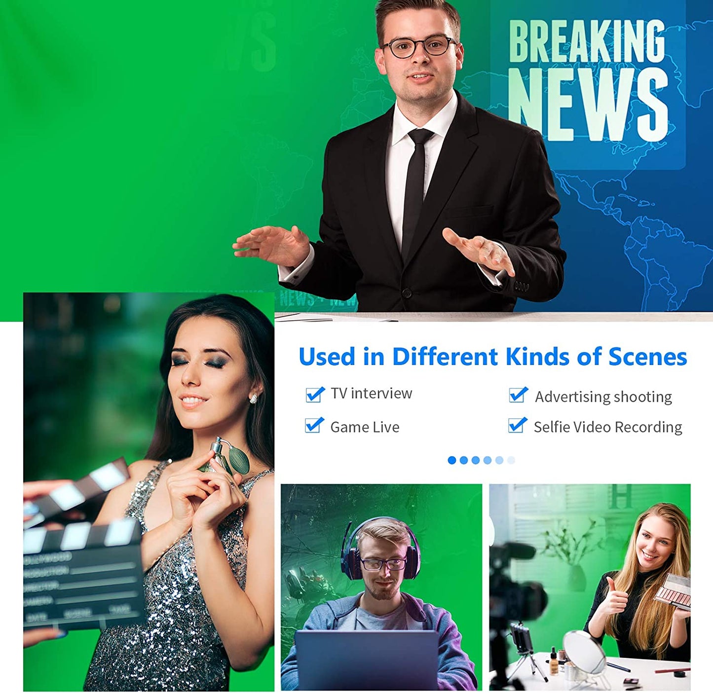 Hiffin Green Backdrop Background 203.2MM X 304.8MM (8x12 Ft) for Studio - Camera Accessory Set of 3