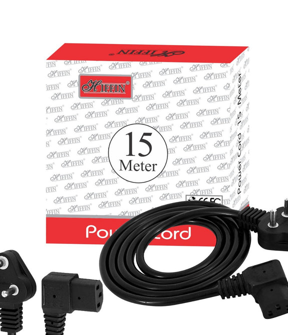HIFFIN® 15 Meter 250 Volts 3 Pin Laptop Power Cable Cord Charger Adapter with Box Package - Black