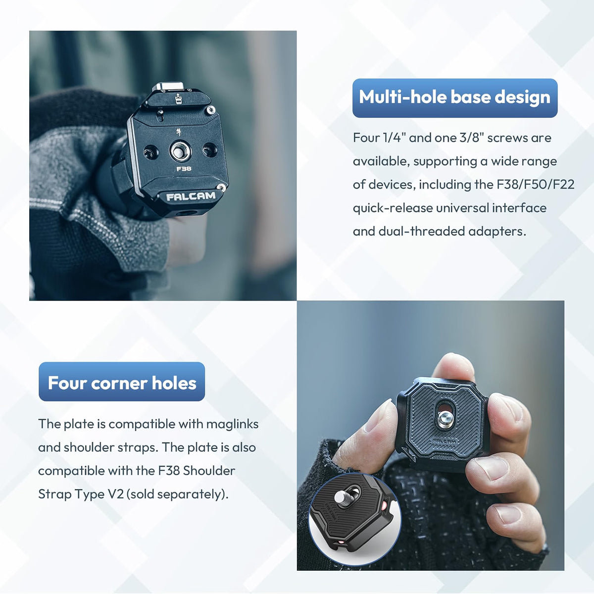 ULANZI F38 Multi-Hole Camera Quick Release Plate Kit | 1/4" to 3/8" Mount Quick Release System