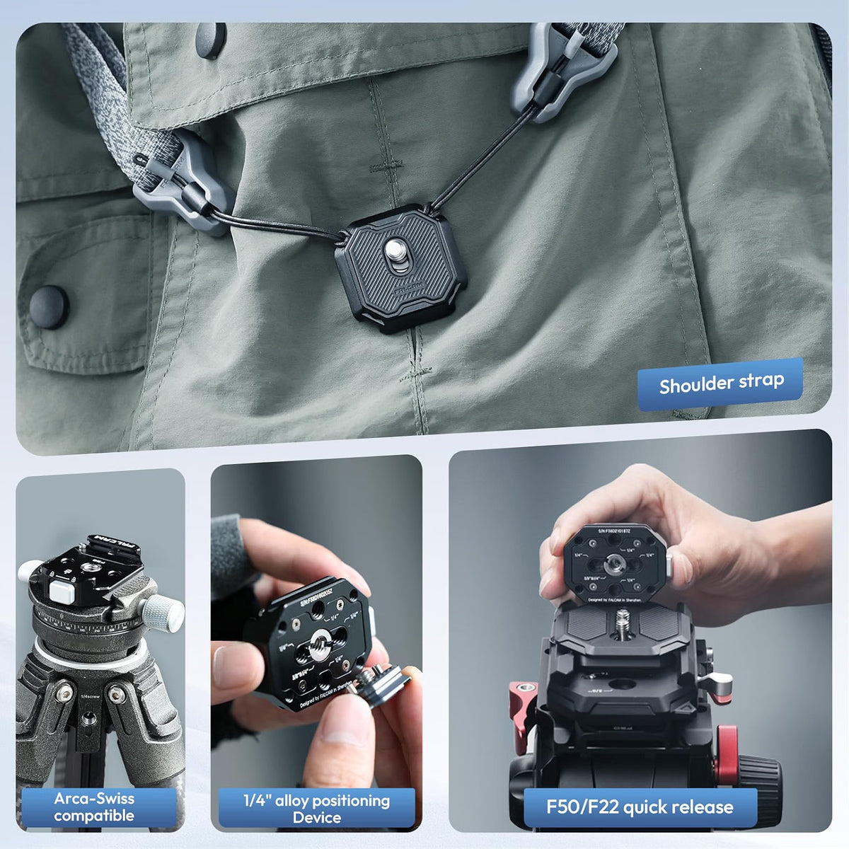 ULANZI F38 Multi-Hole Camera Quick Release Plate Kit | 1/4" to 3/8" Mount Quick Release System