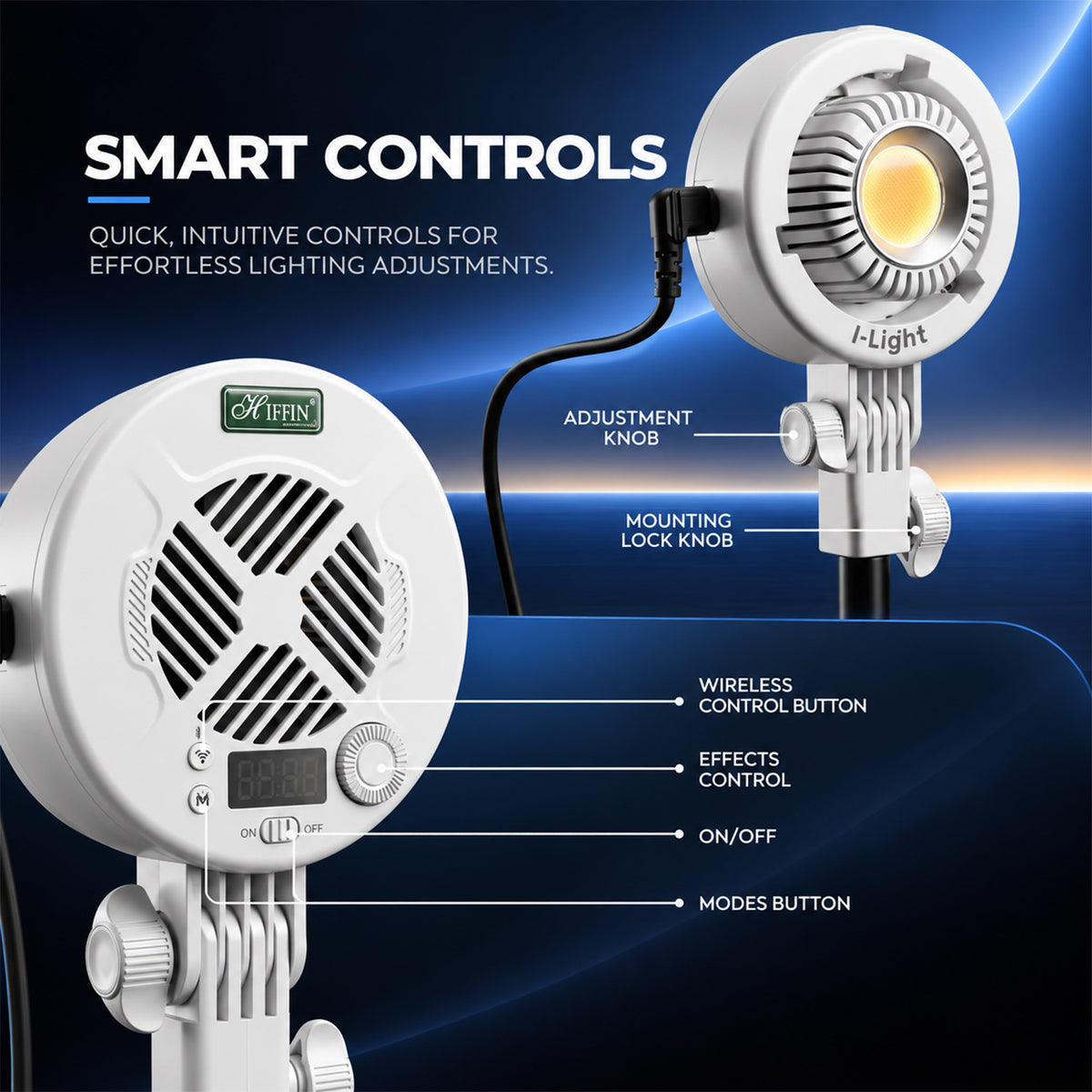 I Light 150W LED Studio Light, 2700K-6500K CCT, CRI 95+, App Control
