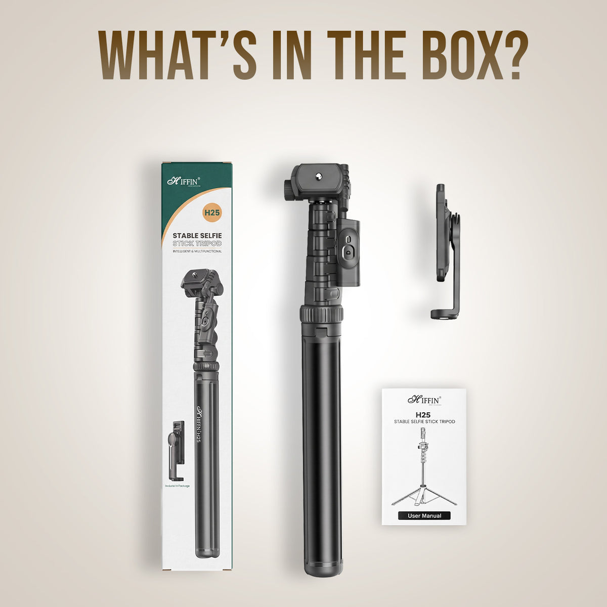 H25 Selfie Stick Tripod, Adjustable Aluminium Alloy, Wireless Remote, Phone Holder