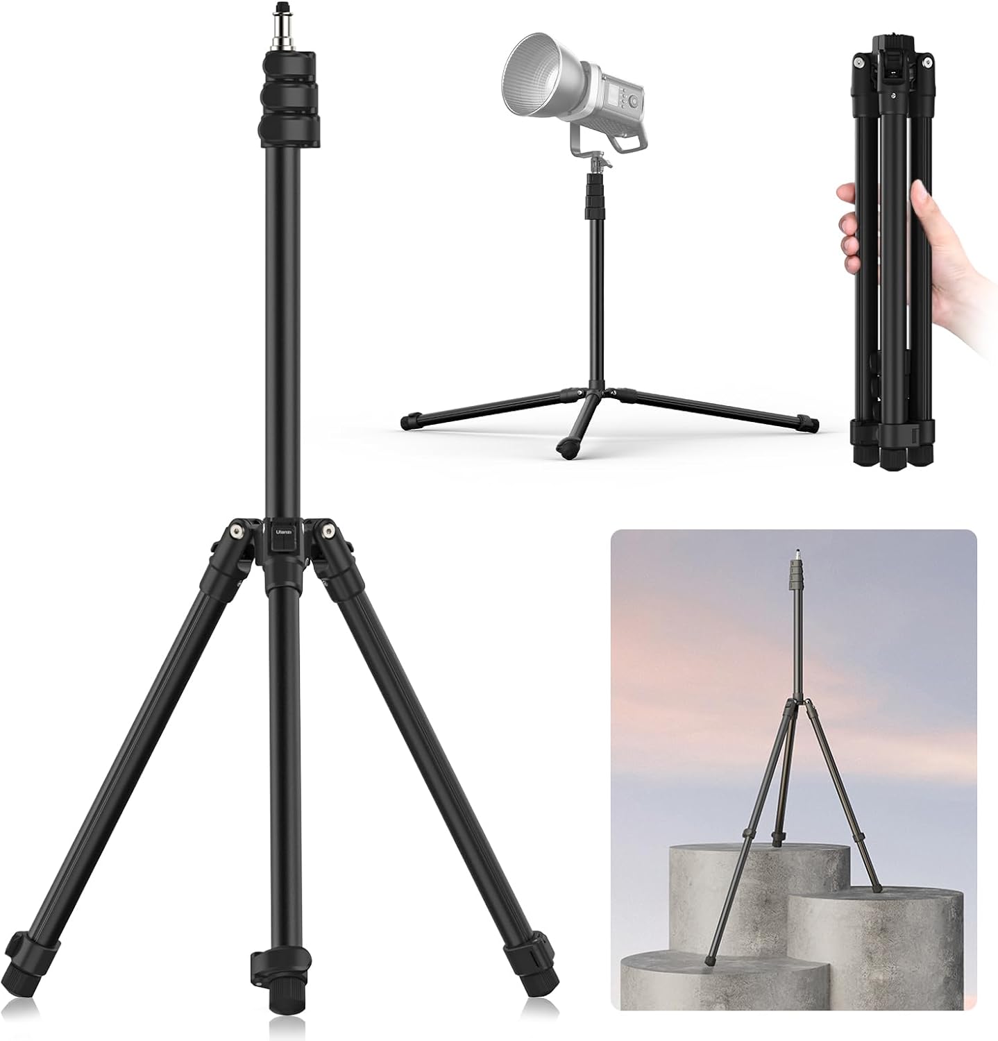 ULANZI TT43 6.23ft Extendable Light Stand, Aluminum Tripod for Studio