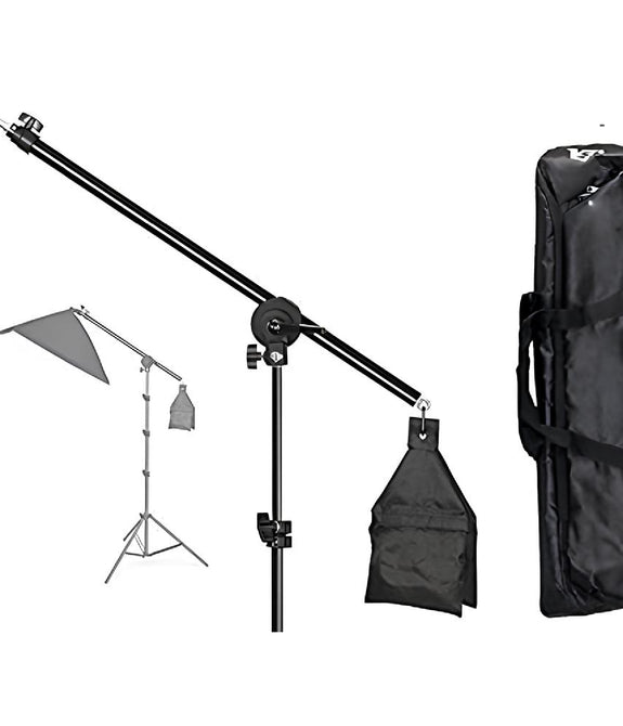 HIFFIN Photo Studio 9 FT Light Stand with 4.5 FT Boom Arm and Empty Sandbag for Supporting Softbox Lighting Photography Tripod with Carry Bag