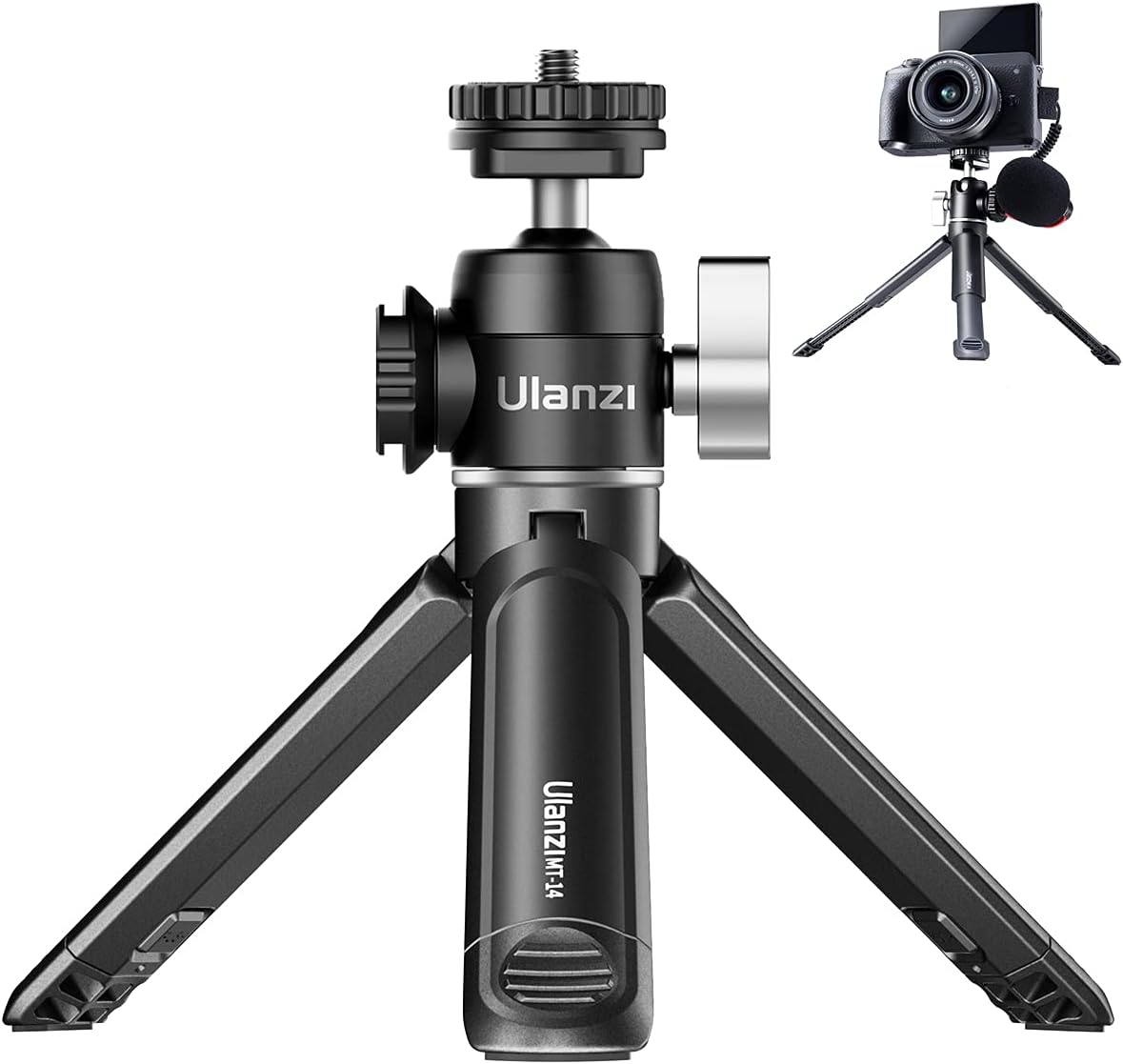 ULANZI Mini Tripod 360° Ball Head Cold Shoe Extendable Vlog Camera Stand ( U60 + MT14)