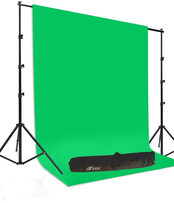 HIFFIN Green Screen With Stand, 203.2MM X 304.8MM (8FT X 12FT) Wide Green Screen Backdrop with 228.6MM X 228.6MM (9Ft X 9Ft) Wide Photo Backdrop Stand Include Carry Bag