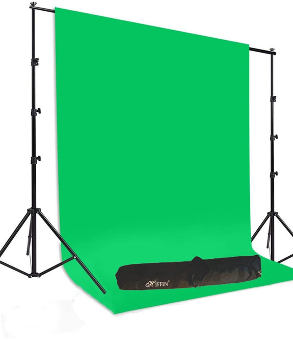 HIFFIN Green Screen With Stand, 8FT X 12FT Wide Green Screen Backdrop with 9Ft X 9Ft Wide Photo Backdrop Stand Include Carry Bag
