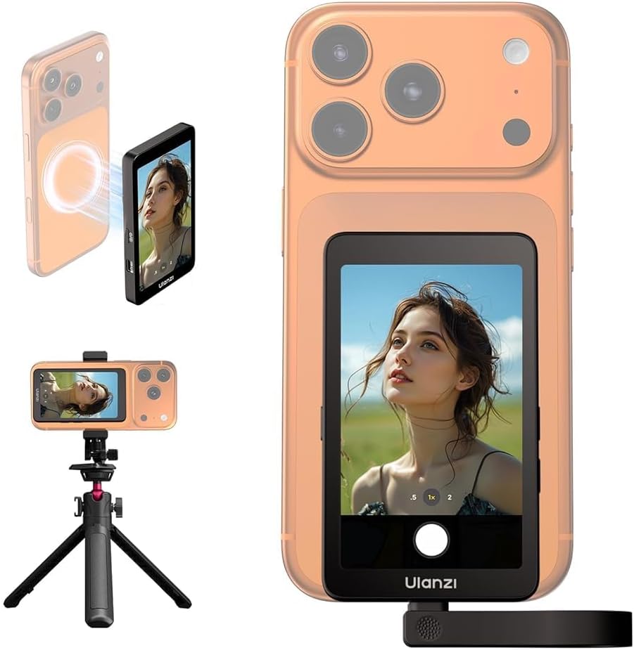 ULANZI VM1 MagSafe Selfie Monitor 4K60fps Preview, 3.97″ HD, Plug&Play Live/Rear