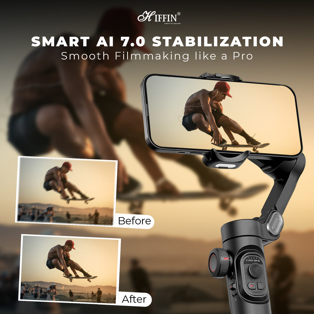 HIFFIN Smart X Gimbal Stabilizer 3-Axis Smartphone Foldable Gimbal with Focus Wheel TIK Tok YouTube Vlog Stabilizer for iPhone 14 13 12 Pro Max & All Smartphone